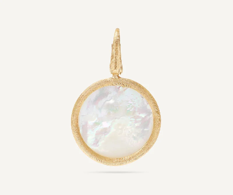 18K Yellow Gold Mother of Pearl Pendant, Large