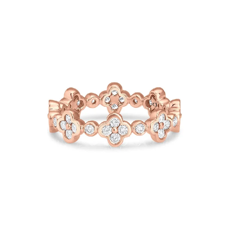 18KT ROSE GOLD FLOWER DIAMOND ETERNITY BAND