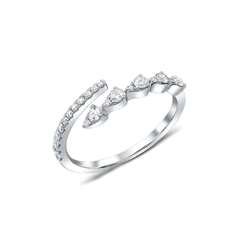 18 kt White Gold Diamond Bypass Ring