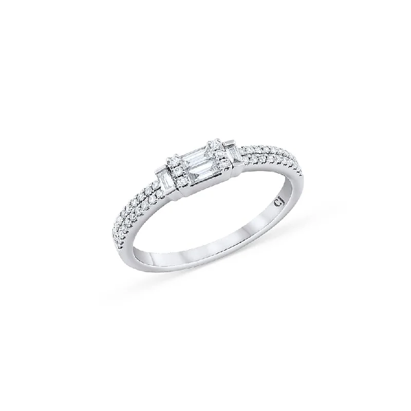 18k White Gold 0.34ctw Diamond Rectangular Ring