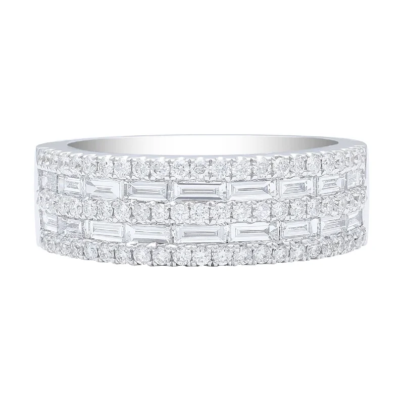 18kt White Gold Round Brilliant & Baguette Diamond Band