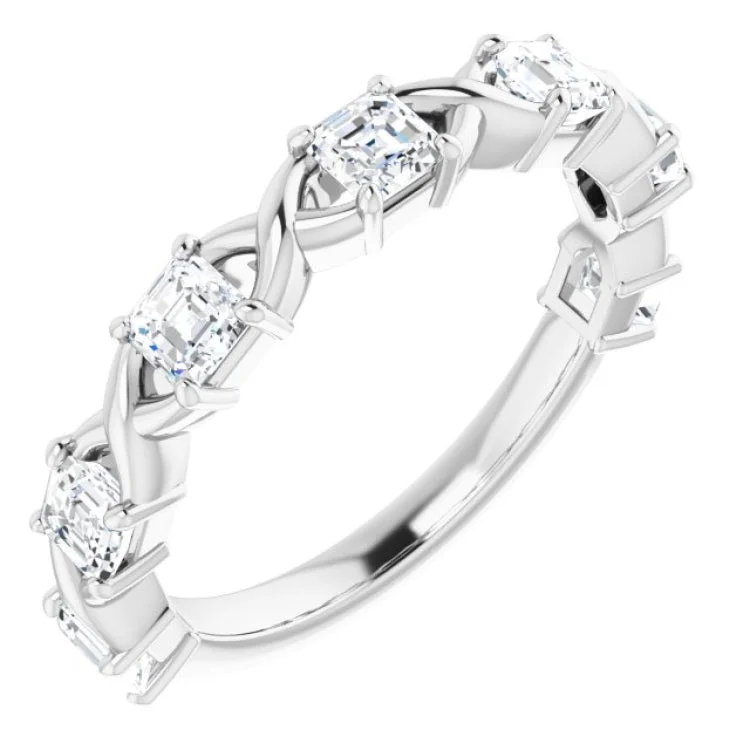 14K White 1 1/8 CTW Natural Diamond Anniversary Band