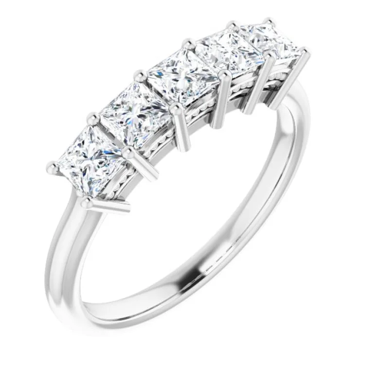 Platinum 1 CTW Natural Diamond Anniversary Band