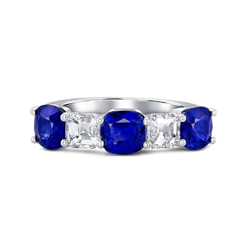 Platinum 2.36ctw Sapphire 0.83ctw Diamond Half Band Ring