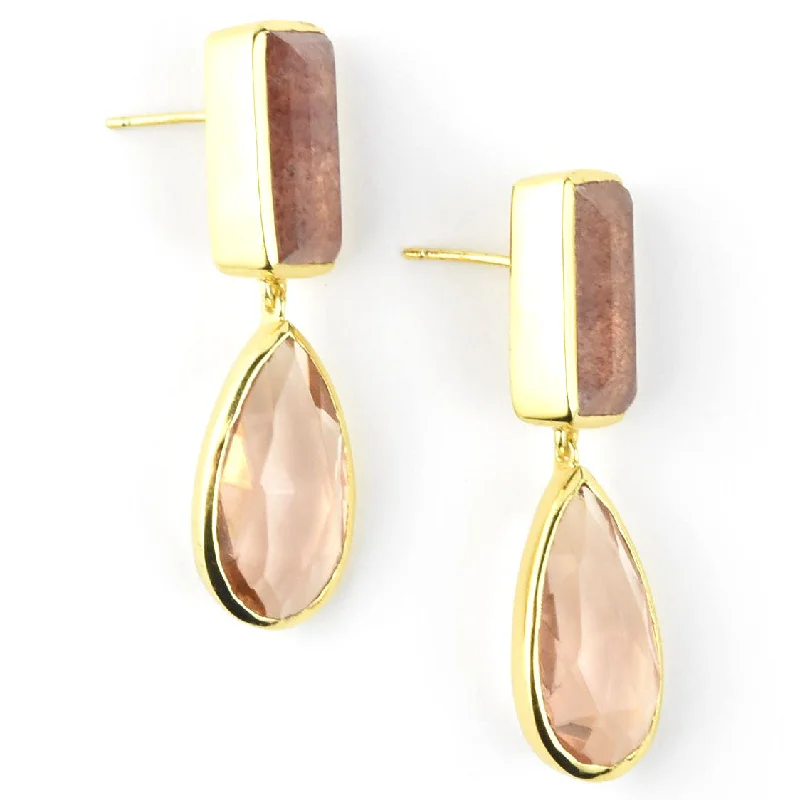 Bold Drop Earring w/ Strawberry Quartz