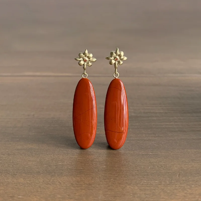 Red Jasper Lily Drop Earrings