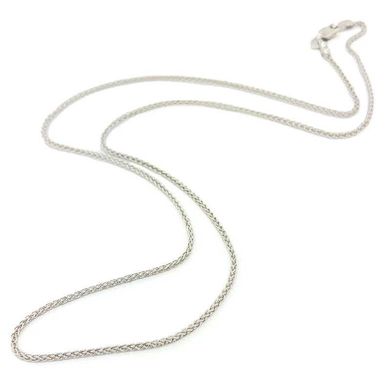 14K W Gold 1mm Round Wheat Chain