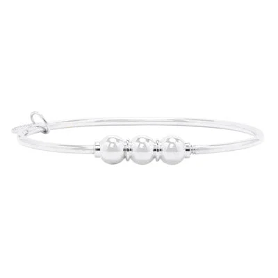 Cape Cod Triple Bead Bangle Bracelet in Sterling Silver