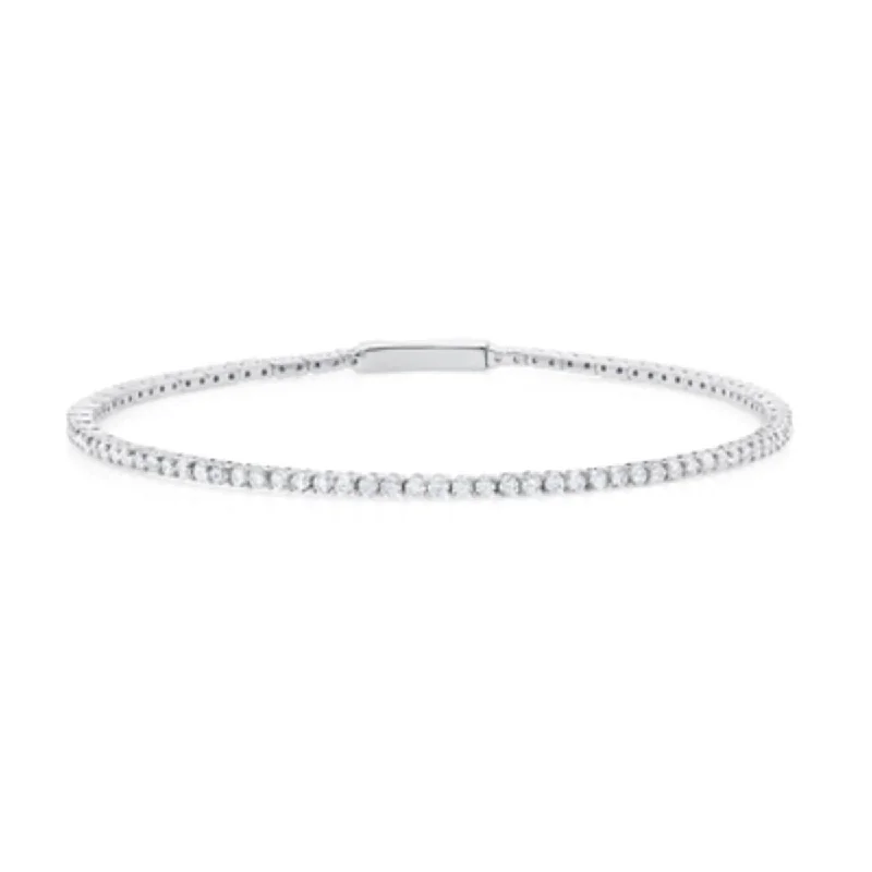 Crislu Cubic Zirconia Flex Bangle Bracelet in Sterling Silver with Platinum Finish