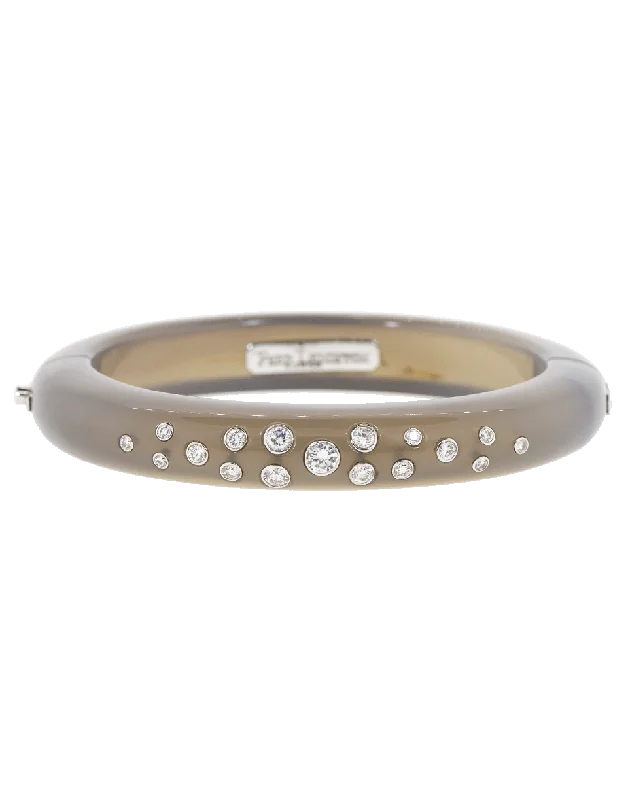 Grey Agate And Diamond Bezel Constellation Bangle