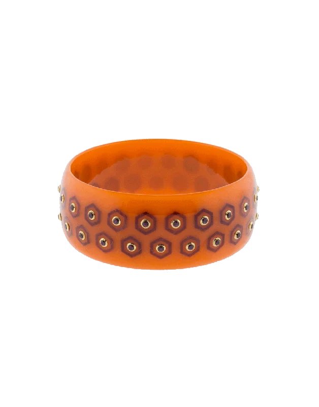 Orange And Burgundy Bakelite Bangle