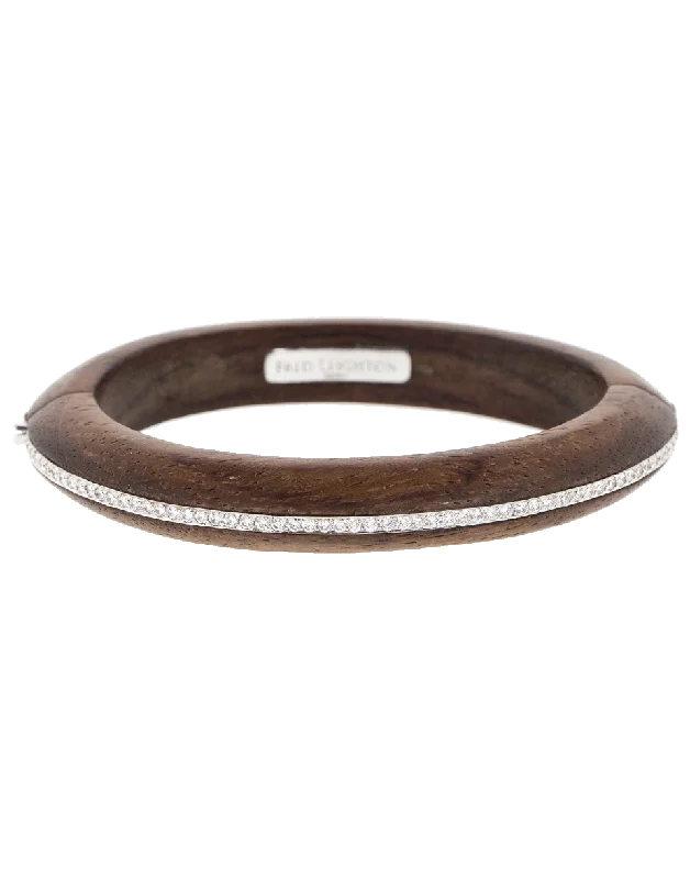 Palisander Wood And Diamond Line Bangle